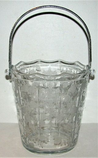 Cambridge Rose Point Clear Ice Bucket With Handle Ex