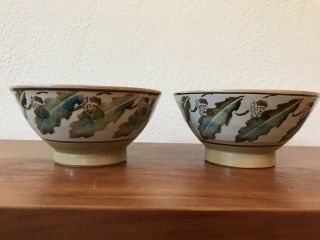 Two Nicholas Mosse 6 " Bowls Oak Leaf And Acorn Pattern