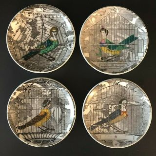 Rare Fornasetti Le Arpie Gentili Lady Bird Coasters - Italy - Set Of 4