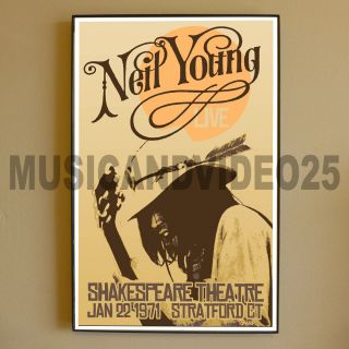Neil Young Framed Poster January 22 1971 Shakespeare Theatre Stratford Ct Tour