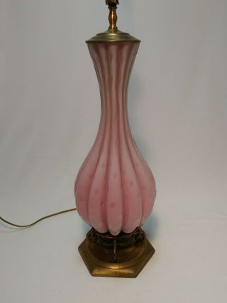 Murano Pink Glass Table Lamp Controlled Bubbles Vtg Mid Century Made In Italy