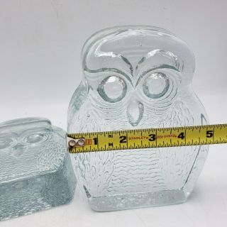 Large Vintage Blenko Glass Owl Bookends 7 