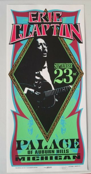 Mark Arminski Signed Eric Clapton Poster 9.  23.  95 Palace Of Auburn Hills Michigan