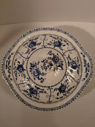 Vintage Johnson Brothers Indies Blue English Ironstone Covered Vegetable Bowl