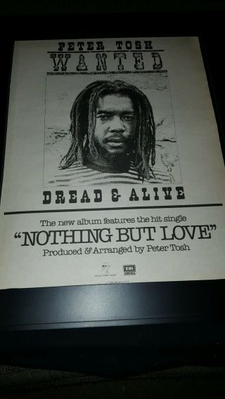 Peter Tosh Wanted Dread Or Alive Rare Promo Poster Ad