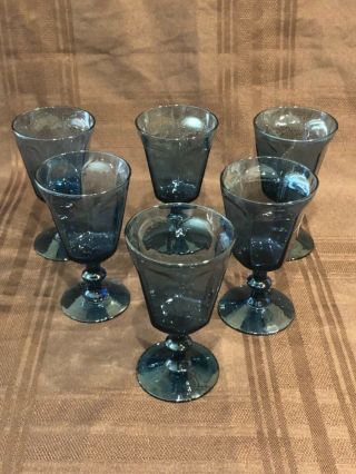 Set Of 6 Lenox Antique Dark Blue Water Goblets 6 3/4”