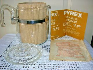 Vtg Pyrex Flameware Glass Stovetop 9 Cup Coffee Pot Percolator 7759 & Heat Grid