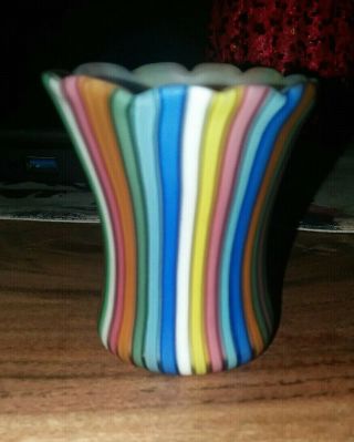 Venini Toso A Canne Multicolor Mini Vase 2.  5 "