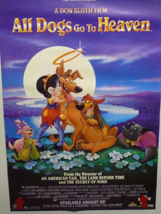 All Dogs Go To Heaven Dom Deluise Burt Reynolds Home Video Poster 1990