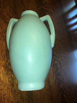 Camark Art Pottery Matte Green Twin Handle Vase