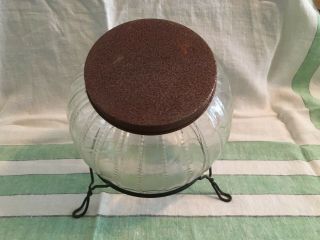 Vintage Zipper Style Sneath Round Sugar Canister With Rack And Lid