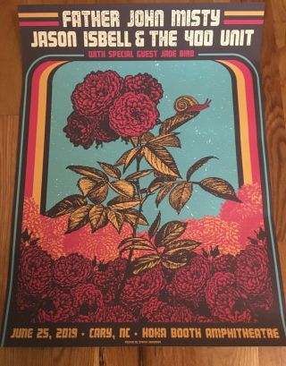 Jason Isbell & The 400 Unit - Father John Misty Concert Poster Cary,  Nc June 25