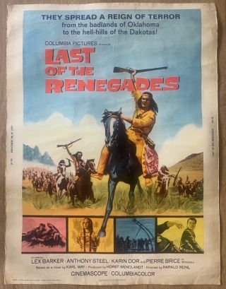 Winnetou The Last Of The Renegades Pierre Brice Lex Barker Us 1sh Movie Poster