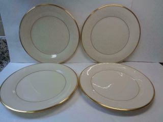 Lenox China Eternal10.  5 " Dinner Plates Set 4 Ivory 24k Gold Dimension Usa