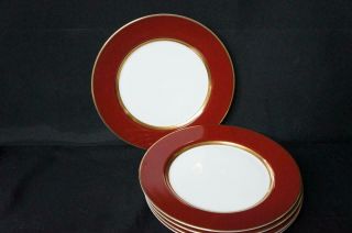 5 Fitz & Floyd Renaissance Cinnabar Dinner Plates,  10 3/8 "