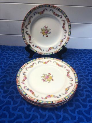 Set Of 5 Vintage Crown Sutherland Minton Rose Pattern 663 Luncheon Plates 8 3/4”