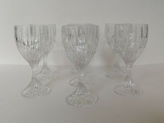 Set Of 7 Mikasa Park Lane Crystal Wine Water Glasses Goblets 6 3/8 Inches Tall