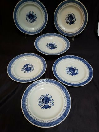 6 Royal Copenhagen Tranquebar Blue 9 7/8 " Dinner Plates 948 Denmark 1967 - 69 Vguc