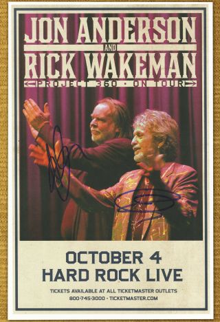 Yes Jon Anderson,  Rick Wakeman Autographed Gig Poster Owner Of A Lonely Heart