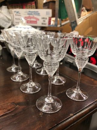 Vintage Crystal Wine Cordial Glasses,  Set Of 8 Crystal Liquor Port Wine Cordial