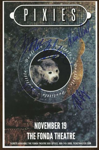 The Pixies Autographed Gig Poster Joey Santiago,  Kim Deal,  Black Francis