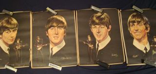 Vintage 1964 Beatles Posters - Rare Set Of All Four - Nems Ent.  - Seltaeb Inc