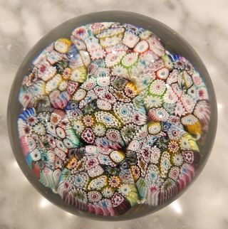 Vintage Art Glass Paperweight Close Packed Millefiori