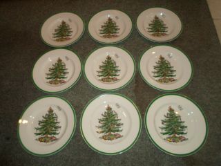 Set Of 9 Spode Christmas Tree Dinner Plates S3324