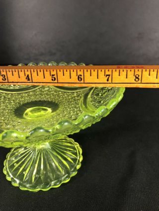 Antique Vaseline Uranium Glass Compote 7 1/2” Wide Vaseline Serving Bowl 6
