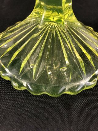 Antique Vaseline Uranium Glass Compote 7 1/2” Wide Vaseline Serving Bowl 7