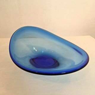 Vintage Murano Glass Bowl Cobalt Blue 26cm Long 20cm Wide