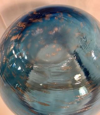 Vintage Murano Art Glass Owl Vase Blue Copper Swirl Candy Dish Bowl 8