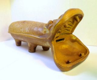 Vintage Bennington Potters Hippo Bank Mouth Wide Open 12 " Textured Ceramic 1715