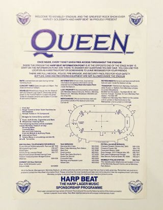 Queen - Two 1986 Magic Tour Wembley Arena Double Sided Handbills - Alarm On Back