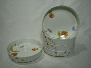 Set Of 5 Mikasa Just Flowers Cereal Bowls A4182,  Bone China 6½ "