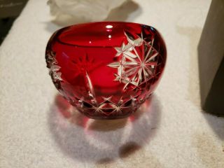 WATERFORD SNOW CRYSTAL candle votive ruby red 2