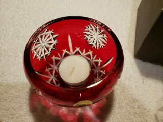 WATERFORD SNOW CRYSTAL candle votive ruby red 4