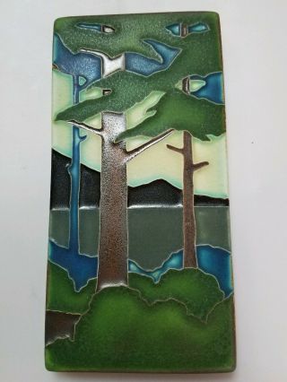 Motawi Tileworks " Pine Landscape (summer - Vertical) " 8 " X 4 " Art Tile