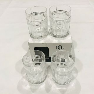 Ralph Lauren Glen Plaid Double Old Fashioned Crystal Glasses - Set Of 4