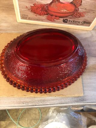 Vintage Indiana Glass Red Hen On Nest 2591 Candy Dish 4