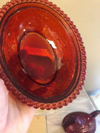 Vintage Indiana Glass Red Hen On Nest 2591 Candy Dish 5