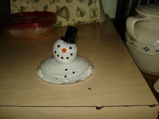 Magnum Prestige Art Glass Melting Snowman Paperweight 3 & 1/2 Inches Tall Signed