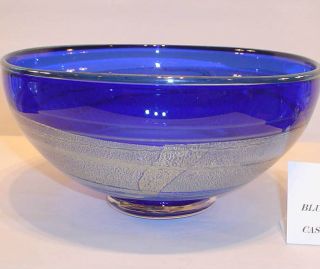 Art Glass By Casanova Glass Studio - Cobalt Blue Serving Bowl 8 1/2 " Diameter
