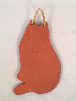 Vintage Ned Foltz Redware Pottery Handmade 1980 ' s Standing Cat Wall Hanging 3