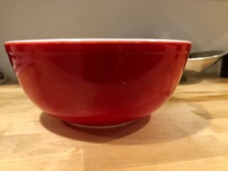 Vintage Pyrex RED 404 4 - Quart Large Primary Mixing Bowl Dish ❤️ 2
