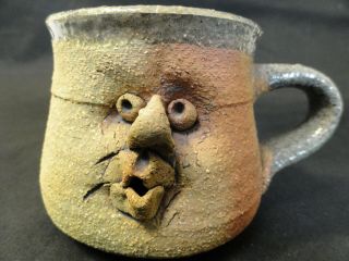 Handmade Signed Funny/ Goofy Face Ceramic Stoneware Coffee Mug Cup 3d Ugly B2 - 17