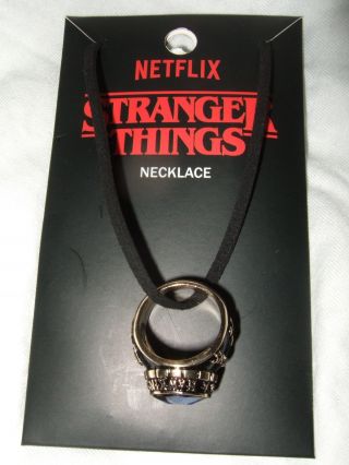 Netflix Stranger Things Hawkins High School 1983 Gem Paw Class Ring Necklace