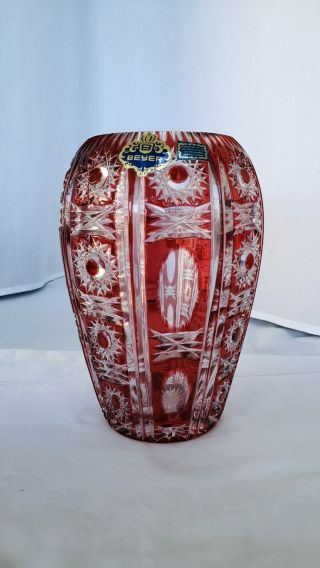 Vintage Cut Glass Colored Glass Vase Beyer Bleikristall Vase