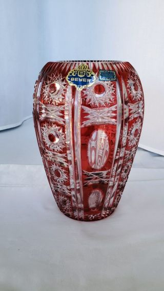 Vintage cut glass colored glass Vase Beyer Bleikristall Vase 2