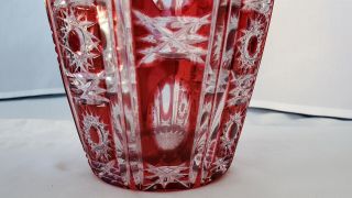 Vintage cut glass colored glass Vase Beyer Bleikristall Vase 6